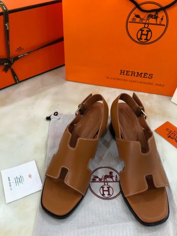 Sandal cao gót Hermes* mẫu mới sang xịn quá gót vuông cao 6,5cm