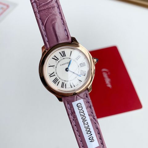 Đồng hồ nữ Cartier* dây cá sấu mặt nạm kim cương đẹp sang VIP 1:1
