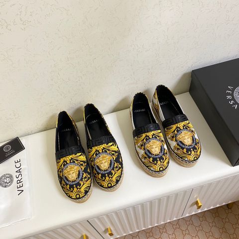 Giày slip on nữ VERSACE* đế cói hoa văn vàng đẹp độc đáo SIÊU CẤP