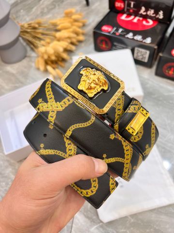 Belt nam VERSACE* bản 3,8cm dây da bò in hoạ tiết đẹp độc