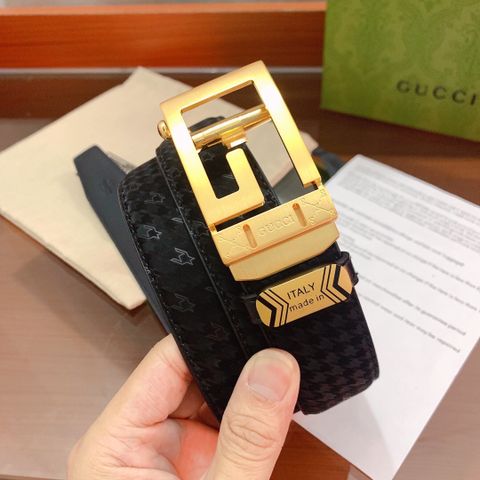 Belt nam GUCCI* khoá bấm bản 3,4cm dây hoạ tiết đẹp độc cao cấp