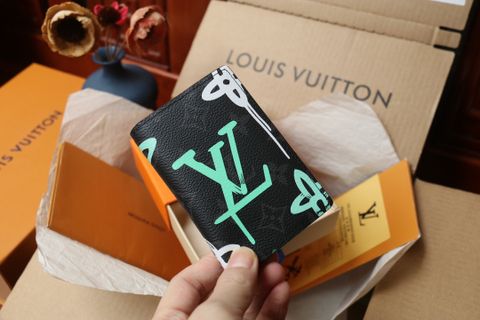 Ví nam nữ LV* dáng nhỏ đựng thẻ hoạ tiết Monogram xanh lót màu đẹp SIÊU CẤP