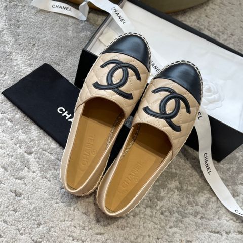 Giày slip on nữ chanel* đế cói da bò trần trám đẹp SIÊU CẤP