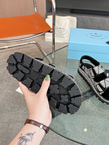 Sandal nữ PRADA* hai quai thể thao đính đá đẹp độc VIP 1:1