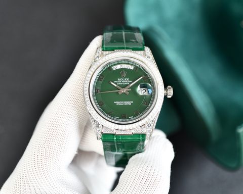 Đồng hồ nam rolex* dây da cá sấu mặt nạm kim cương đẹp sang lịch lãm