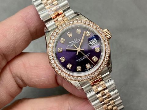 Đồng hồ nữ rolex* dây kim loại case 28mm viền kim đẹp sang VIP 1:1