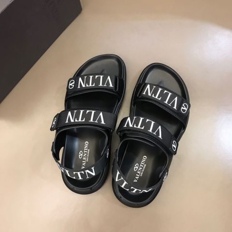 Sandal nam VALENTINO* quai da bò phối vải chữ đẹp cao cấp