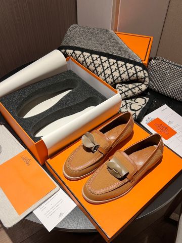 Giày lười nữ Hermes* chất vải lót da bò SIÊU CẤP