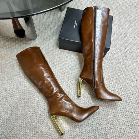 Boot YSL* cổ cao gần gối gót tráng vàng đẹp sang VIP 1:1 chất lượng hàng đầu