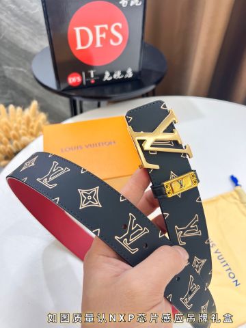 Belt nam LV* bản 3,8cm dây hoạ tiết Monogram lót da màu dùng đc cả 2 mặt 2 màu đẹp