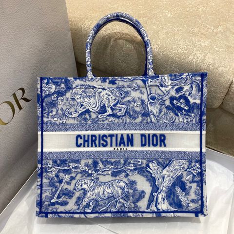 Túi xách nữ Dior* book tote SIÊU CẤP thêu bức xanh màu xanh