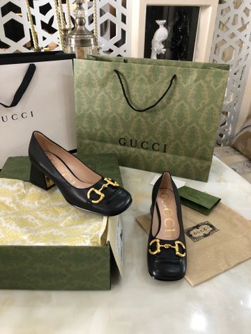 Giày cao gót GUCCI* SIÊU CẤP gót to cao 5,5cm và 8cm khoá vàng dáng đẹp