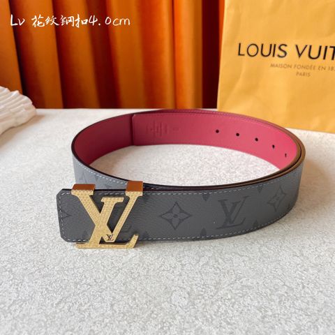 Belt nam LV* bản 4cm dây hoạ tiết Monogram lót màu dùng được cả hai mặt dây đẹp cao cấp