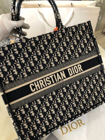 Túi xách nữ Dior* book tote hoạ tiết oblique xanh đen đẹp sang SIÊU CẤP