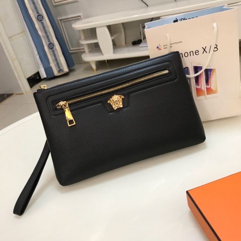 Clutch VERSACE nam nữ da mềm logo vàng size 28cm