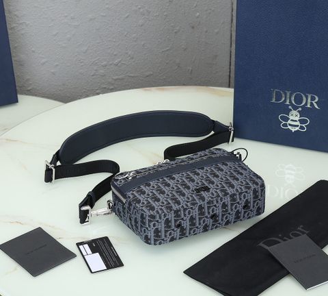 Túi DIOR* nam nữ hoạ tiết oblique sz 23cm