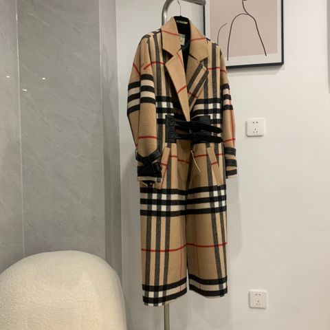 Áo măng tô dạ nữ Burberry* hoạ tiết kẻ dạ lông cừu xịn cao cấp VIP 1:1