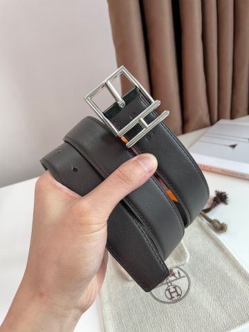 Belt nam nữ HERMES* bản 3.2cm dây da bò xịn mềm cao cấp