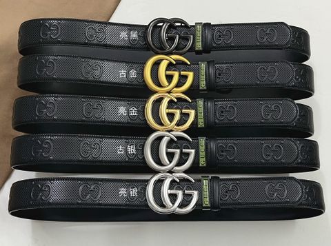 Belt nam GUCCI* bản 3,8cm dây da bò dập nổi Logo