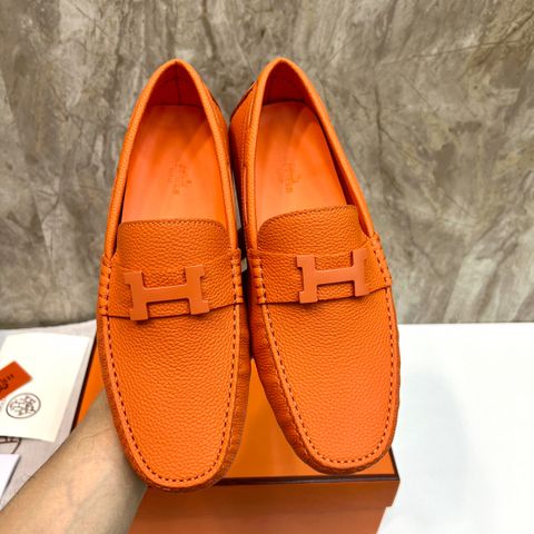 Giày lười Hermes* SIÊU CẤP da bò togo mềm phối màu đẹp