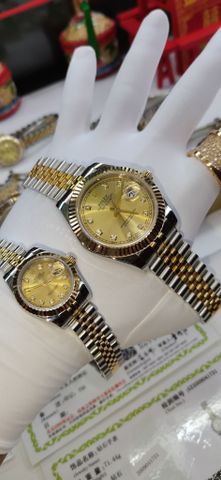 Đồng hồ nam nữ rolex* dây kim loại vàng 18k