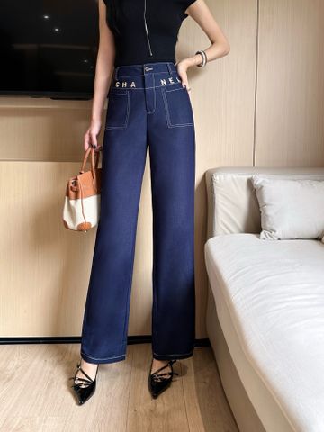 Quần jeans nữ CHA*NEL* ống suông đẹp 2 màu VIP 1:1