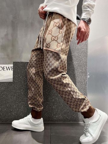 Quần jogger nam GUCCI* hoạ tiết Logo nâu đẹp VIP 1:1