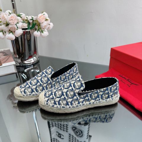 Giày slip on nữ SALVATORE* đế cói chất vải canvas hoạ tiết logo đẹp SIÊU CẤP