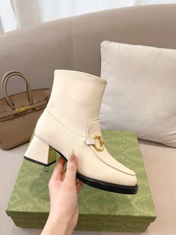 Boot GUCCI* cổ lỡ da bò khoá vàng gót vuông cao 5,5cm và 7,5cm VIP 1:1