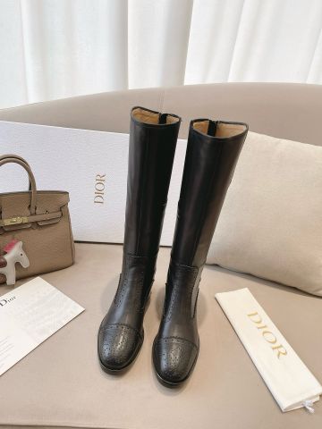 Boot Dior* cổ cao gần gối da bê mềm đẹp VIP 1:1