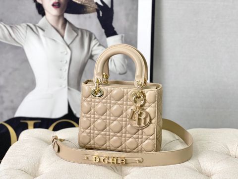 Túi xách nữ Dior* lady 20cm kèm quai bản to nẹp chữ kim loại VIP 1:1