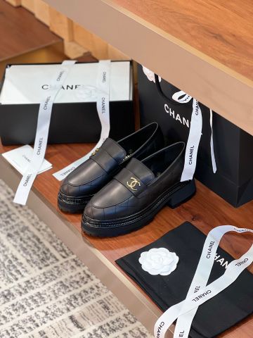 Giày nữ loafer chanel* cao 5cm da bóng và da lỳ đẹp VIP 1:1