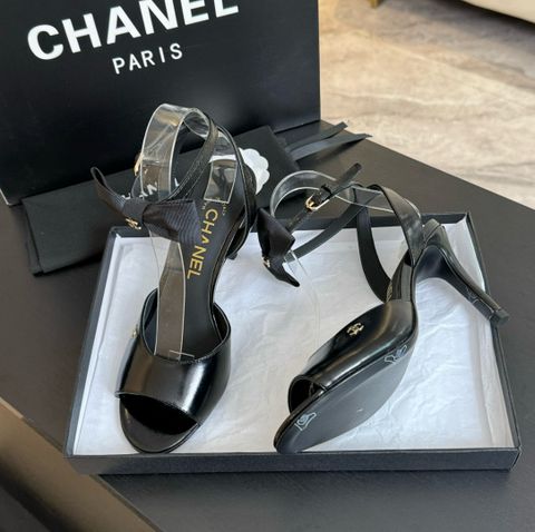 Sandal cao gót CHA*NEL* cao 8cm quai nơ đẹp VIP 1:1