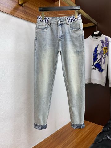 Quần jeans nam DIOR* cạp phối hoạ tiết oblique đẹp VIP 1:1