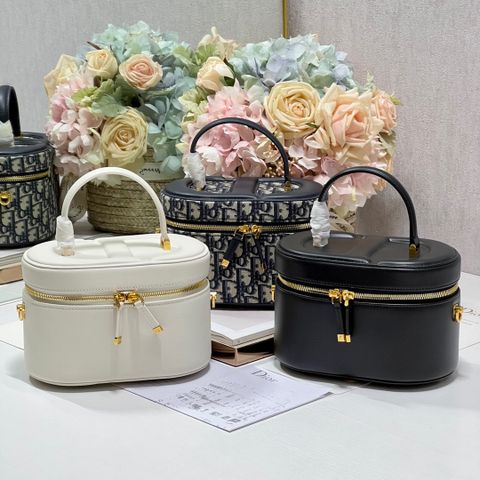 Túi hộp trang điểm Dior* size nhỏ 20cm da bò lỳ SIÊU CẤP