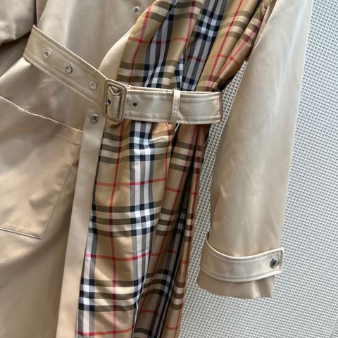 Áo măng tô kaki Burberry* phối kẻ đẹp VIP 1:1