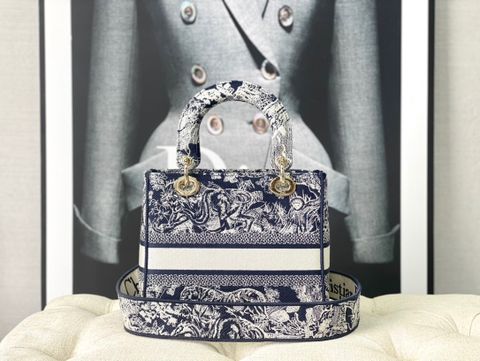 Túi xách nữ Dior* lady canvas thêu hoạ tiết bức tranh size 24cm VIP 1:1