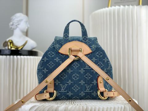 Ba lô LV* hoạ tiết Monogram xanh denim khoá vàng đẹp trẻ trung VIP 1:1