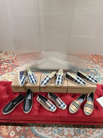 Giày slip on nữ Burberry* canvas kẻ đế cói đẹp SIÊU CẤP