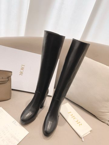 Boot Dior* cổ cao gần gối da bò lỳ đẹp cao 11cm VIP 1:1