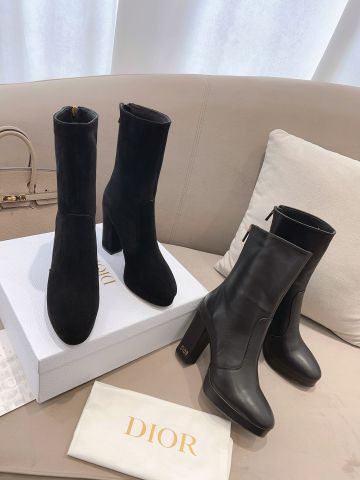 Boot Dior* da lộn đen gót to cao 11cm