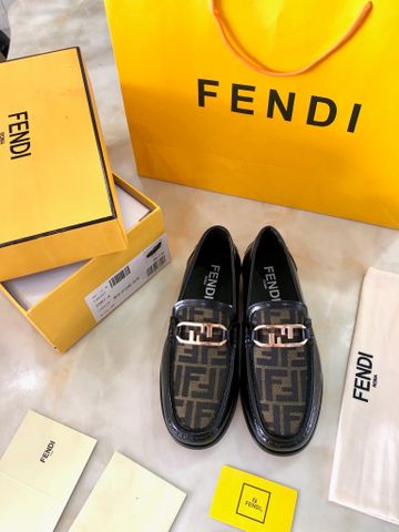 Giày nam Loafer FENDI* phối hoạ tiết Logo nâu đẹp lịch lãm VIP 1:1