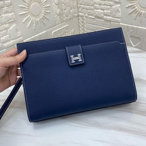 Clutch HERMES* 28cm dáng vuông vắn da bò đẹp cao cấp