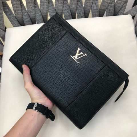 Clutch LV* 27cm phối vân cá sấu đẹp cao cấp