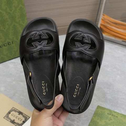 Sandal nữ GUCCI* quai da bò dập logo đẹp VIP 1:1