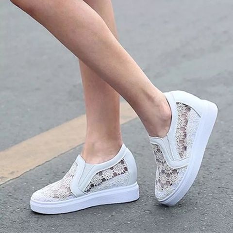 Slip on ren thêu sang đẹp, thoáng mát đi rất thích tăng chiều cao 7cm