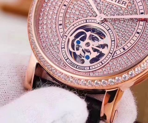 Đồng hồ cartier máy cơ cho nam case 44 nạm full kim cương nhân tạo