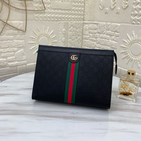 Clutch GUCCI* canvas hoạ tiết Logo dáng vuông vắn