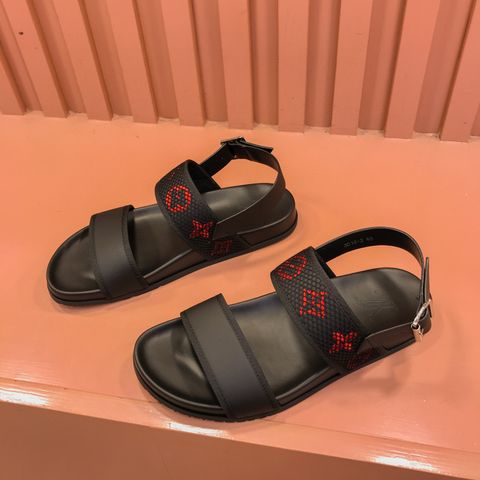 Sandal nam LV* quai da bò phối Monogram lưới đẹp độc