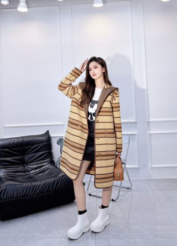 Áo khoác dạ Burberry* dáng dài kẻ nâu có mũ màu đẹp mẫu mới VIP 1:1